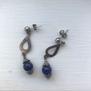 Vintage Silver + Blue Earrings